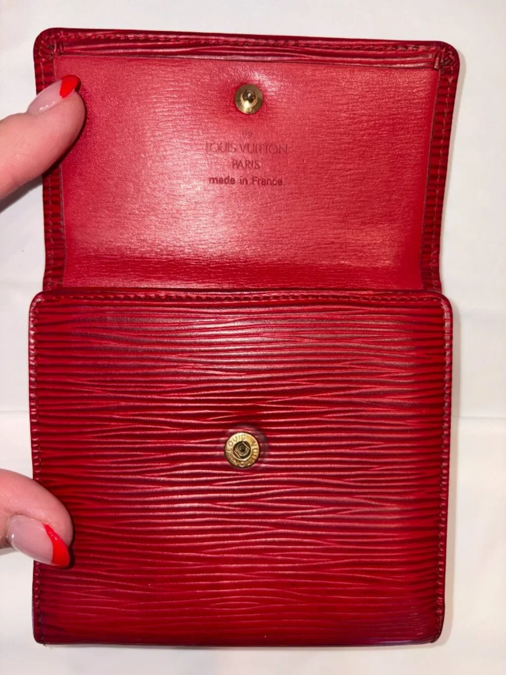 Red Epi Leather LV/Louis Vuitton Wallet March 1995. COA included